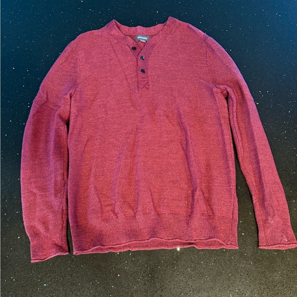 Men's Maroon/ Red Henley Bonobos Sweater